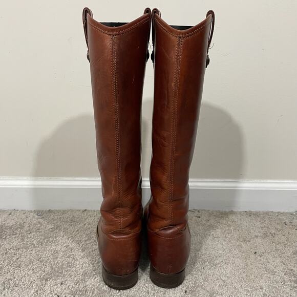 Frye Melissa Button Pull-On Leather Tall Riding Boots Womens Sz 7.5 Cognac Brown - Picture 10 of 14